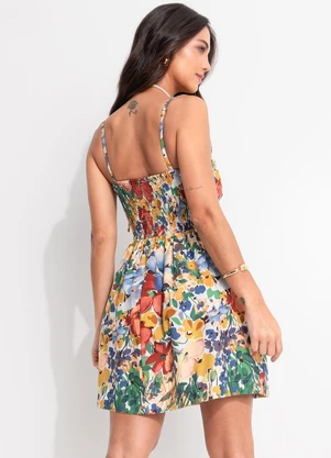 Farm - Vestido Curto Camponesa Amarelo - FARM