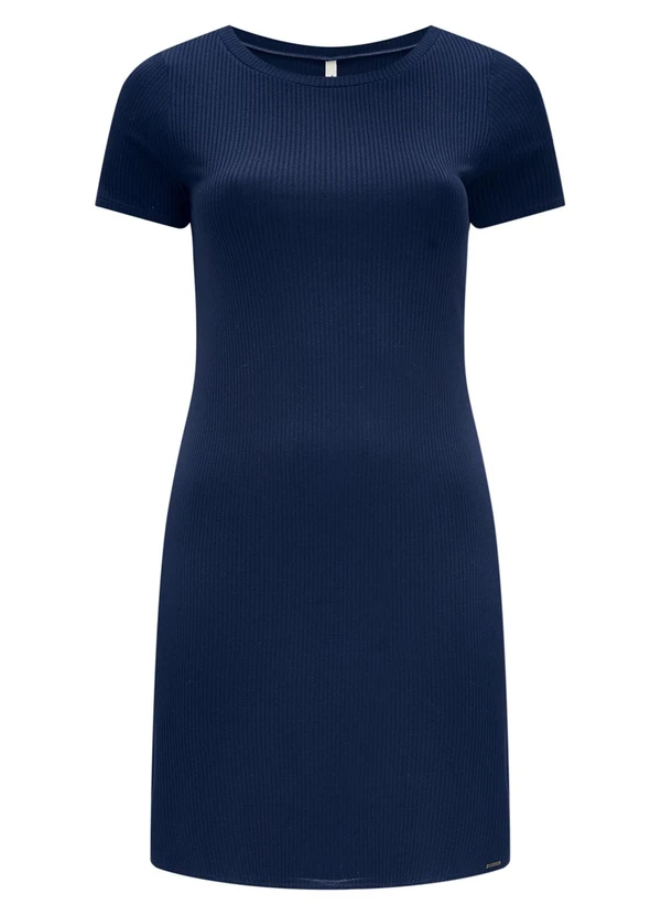 Lunender Mais Mulher - Vestido Curto Canelado Básico Plus Size Azul