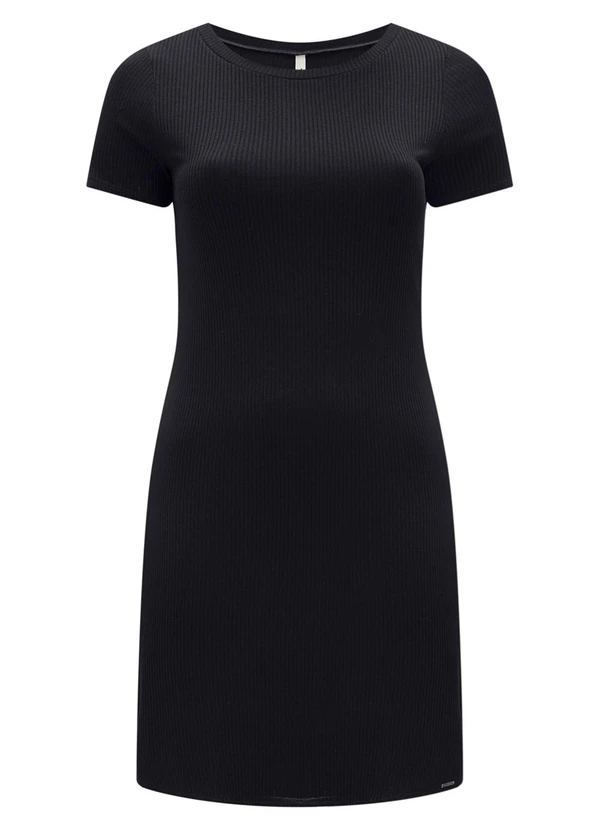 Lunender Mais Mulher - Vestido Curto Canelado Básico Plus Size Preto