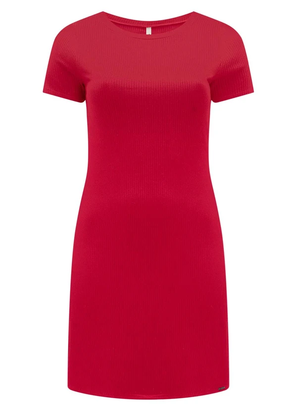 Lunender Mais Mulher - Vestido Curto Canelado Básico Plus Size Vermelho 3