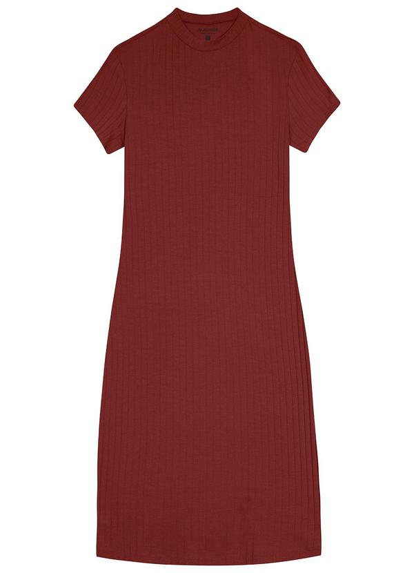 Malwee - Vestido Curto Canelado Bordô