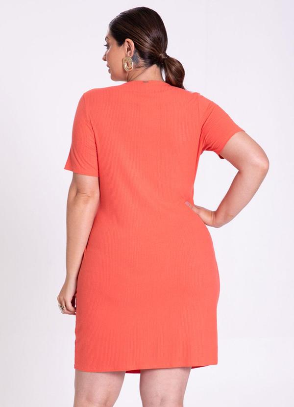 Lunender Mais Mulher - Vestido Curto Canelado Laranja 2