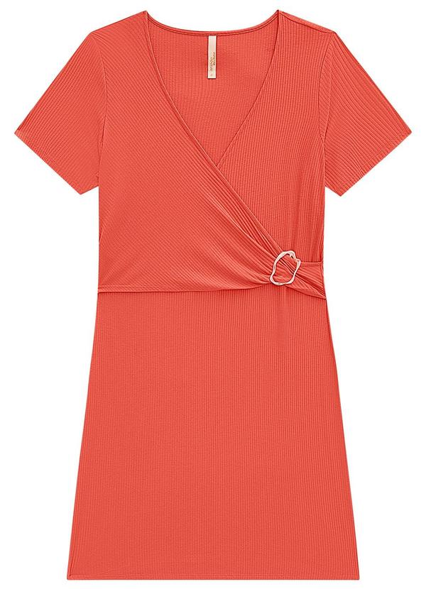 Lunender Mais Mulher - Vestido Curto Canelado Laranja 5