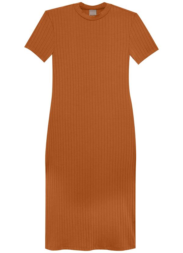 Malwee - Vestido Curto Canelado Marrom 2