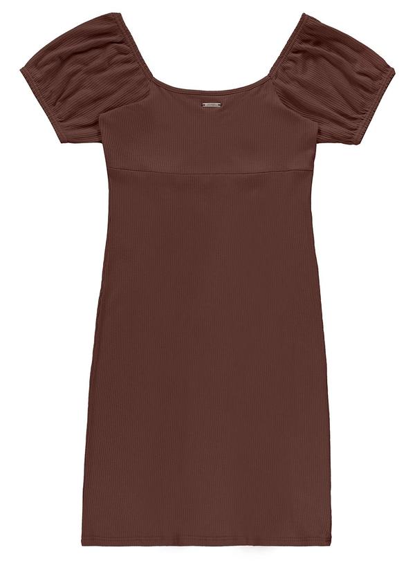 Enfim - Vestido Curto Canelado Marrom 2