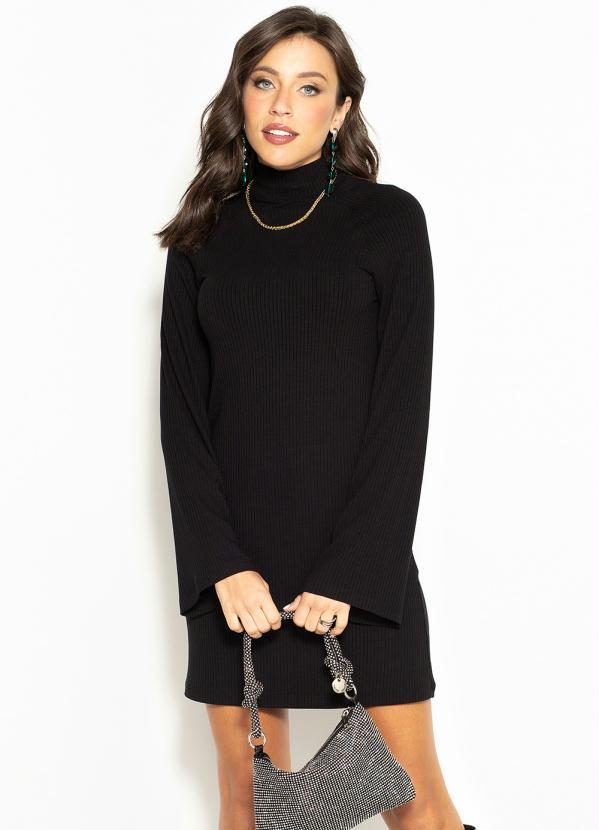 Colcci - Vestido Curto Canelado Preto