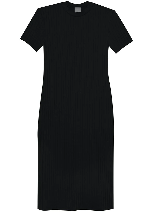 Malwee - Vestido Curto Canelado Preto 3