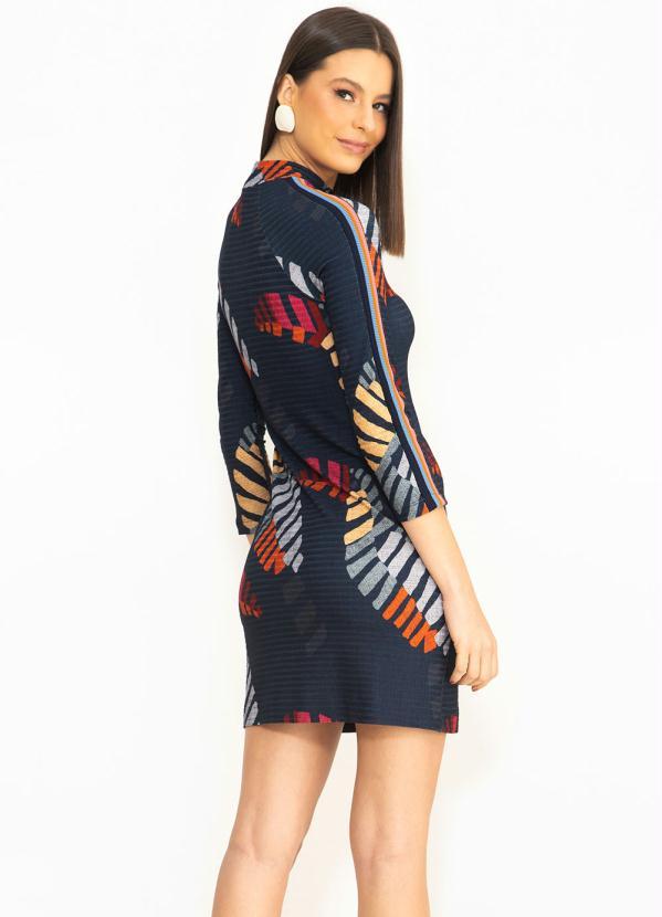 Farm - Vestido Curto Canelado Tucano de Listra Azul 2