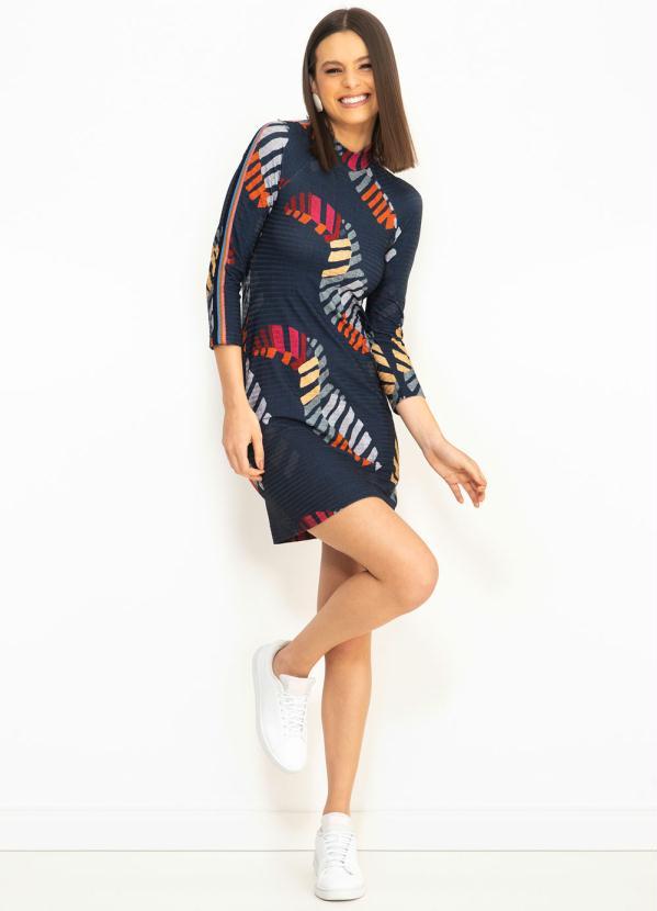 Farm - Vestido Curto Canelado Tucano de Listra Azul 3