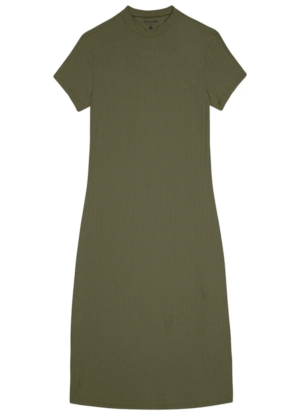 Malwee - Vestido Curto Canelado Verde Militar 2