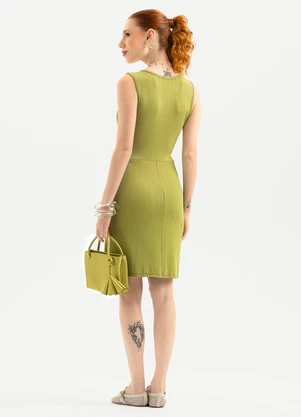 Cativa - Vestido Curto Canelado Verde - CATIVA