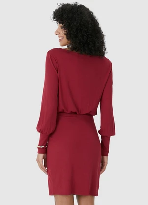 Malwee - Vestido Curto Canelado Vermelho - MALWEE