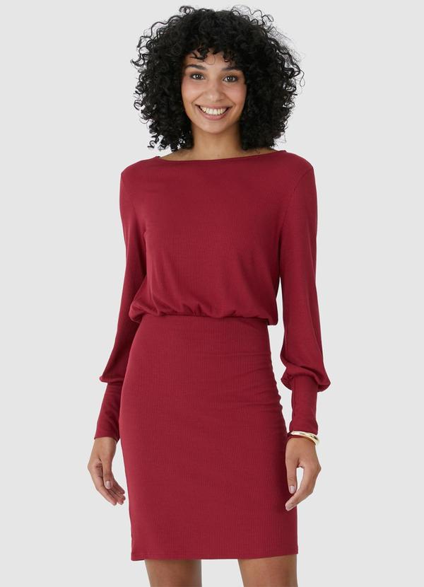 Malwee - Vestido Curto Canelado Vermelho 1