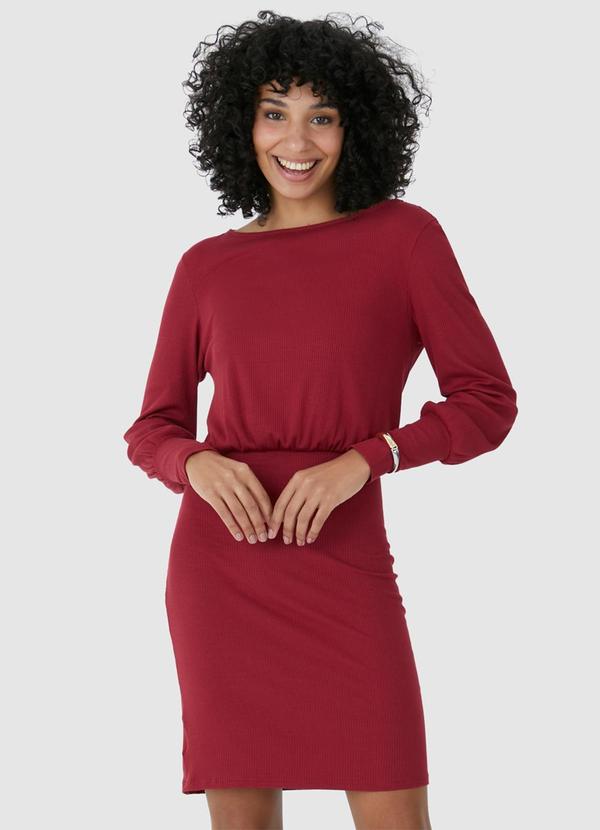 Malwee - Vestido Curto Canelado Vermelho 5