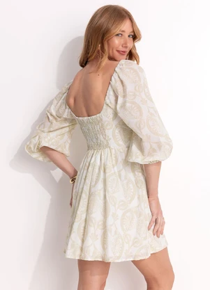 Farm - Vestido Curto Cavalos Marinhos Off White - FARM