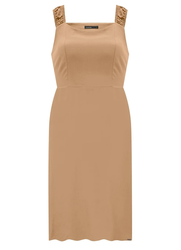 Lunender - Vestido Curto com Alças e Decote Reto Bege 6