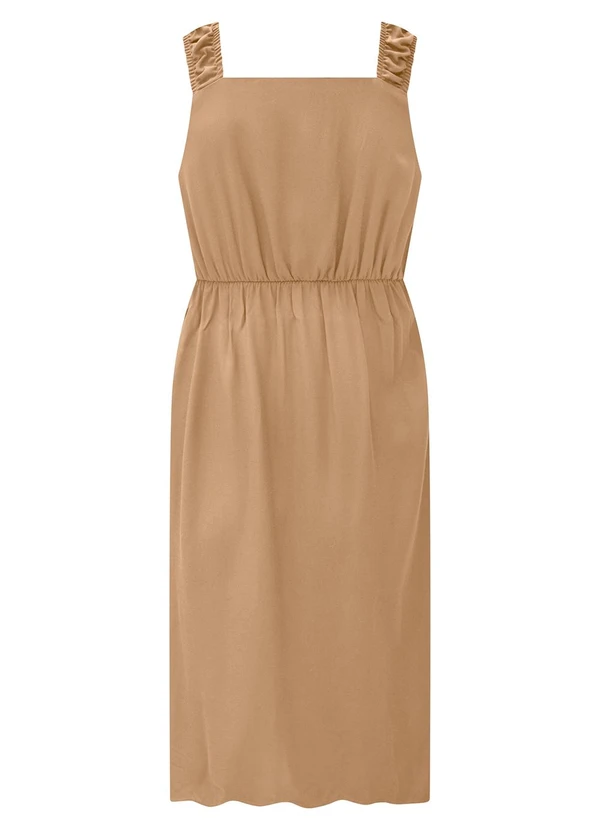 Lunender - Vestido Curto com Alças e Decote Reto Bege 7