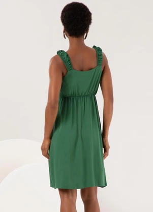 Lunender - Vestido Curto com Alças e Decote Reto Verde - LUNENDER
