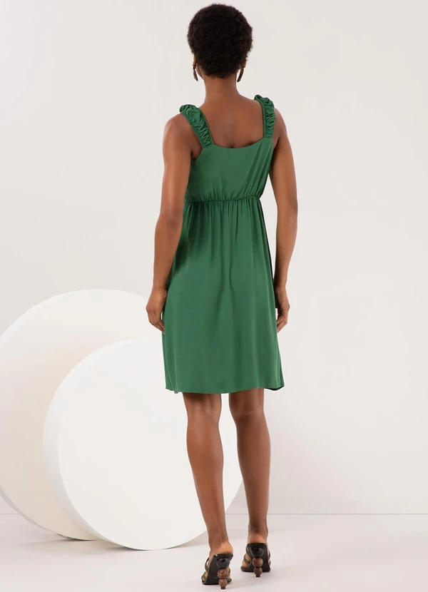 Lunender - Vestido Curto com Alças e Decote Reto Verde 4