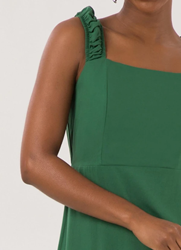 Lunender - Vestido Curto com Alças e Decote Reto Verde 5