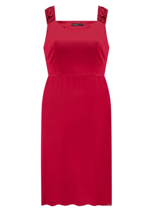 Lunender - Vestido Curto com Alças e Decote Reto Vermelho - LUNENDER