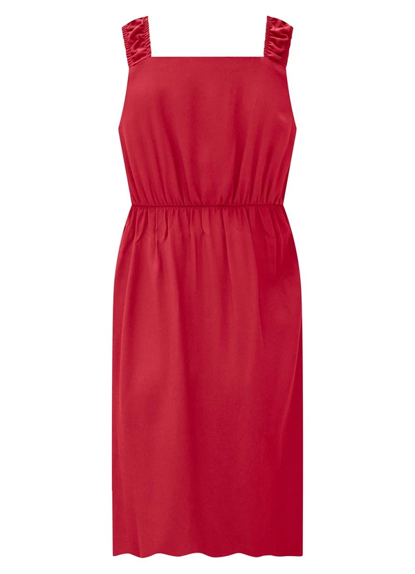 Lunender - Vestido Curto com Alças e Decote Reto Vermelho 2