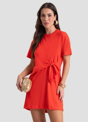 Dianna - Vestido Curto com Amarração Lateral Laranja - DIANNA