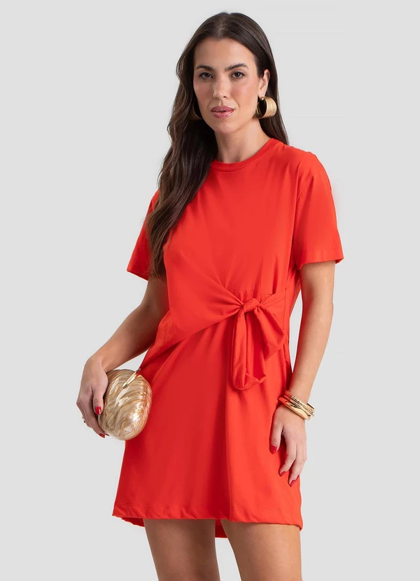 Dianna - Vestido Curto com Amarração Lateral Laranja