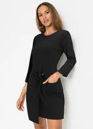 bonprix - Vestido Curto com Amarração Preto - BONPRIX