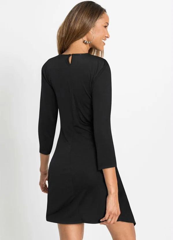 bonprix - Vestido Curto com Amarração Preto 2