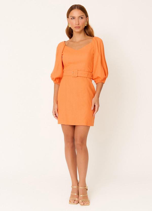 Carlota Costa - Vestido Curto com Cinto Laranja