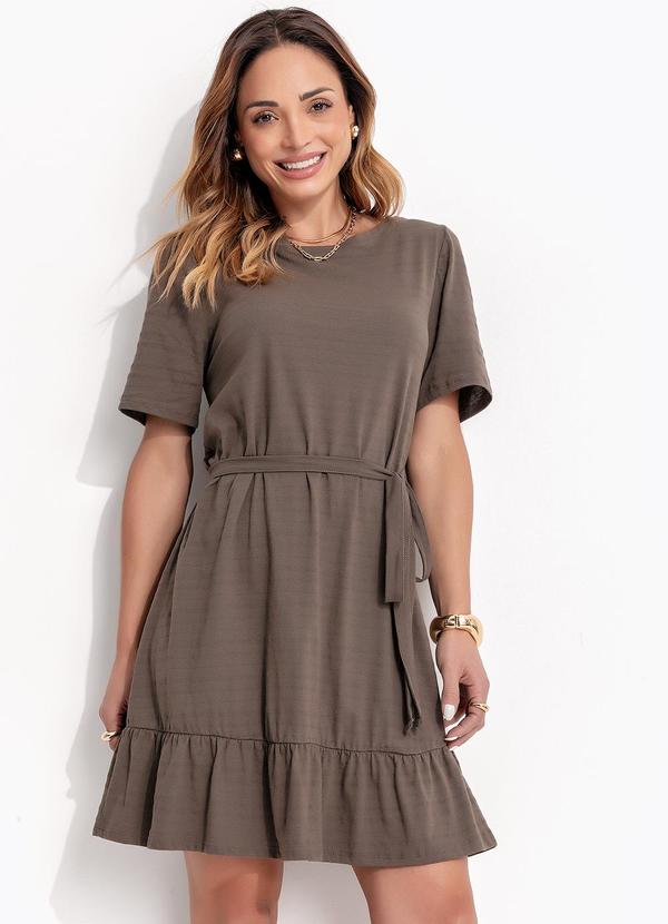 Bimini - Vestido Curto com Cinto Marrom