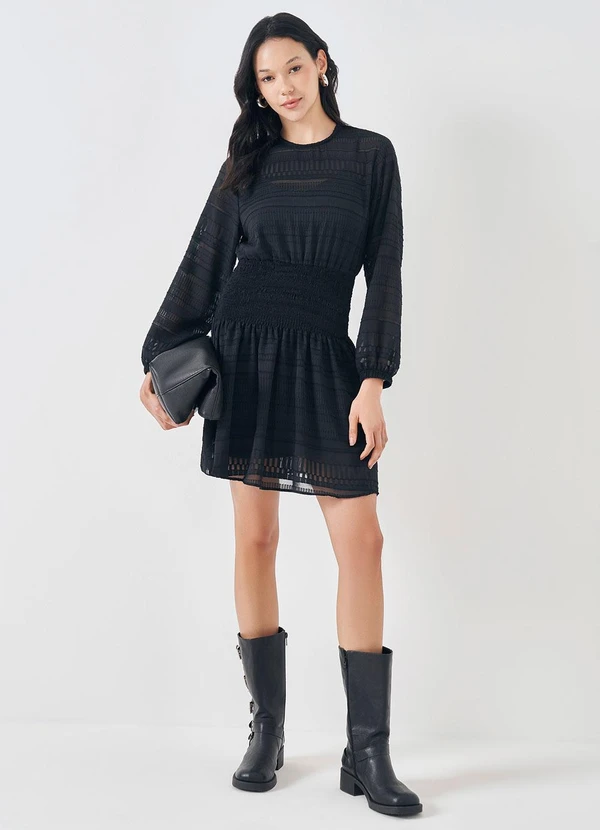 Sofie - Vestido Curto com Cintura Ajustada Preto