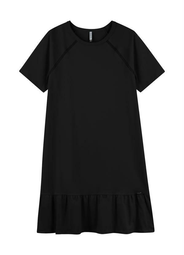 Marialícia - Vestido Curto com Entremeio Preto