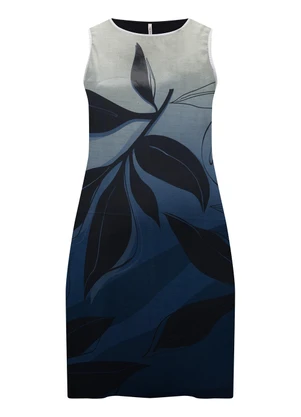 Lunender Mais Mulher - Vestido Curto com Frente Estampada Azul - LUNENDER MAIS MULHER