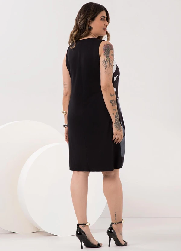 Lunender Mais Mulher - Vestido Curto com Frente Estampada Preto 1