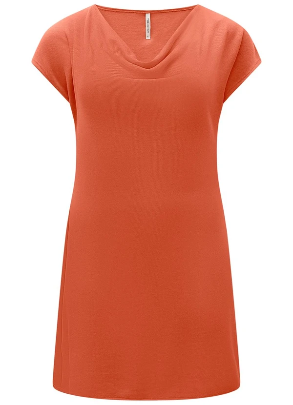 Lunender Mais Mulher - Vestido Curto com Gola Degagê Tricô Laranja 4