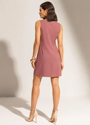 Gris - Vestido Curto com Linho e Elastano Vermelho - GRIS