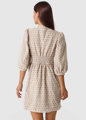 Malwee - Vestido Curto com Linho Marrom - MALWEE