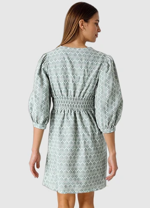Malwee - Vestido Curto com Linho Verde - MALWEE