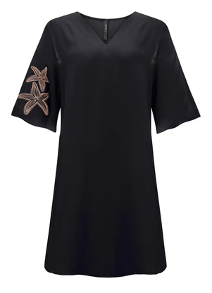 Lunender - Vestido Curto com Mangas Amplas e Preto - LUNENDER