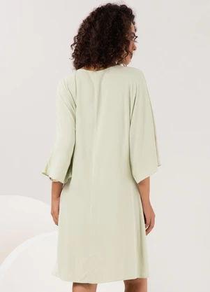 Lunender - Vestido Curto com Mangas Amplas e Verde - LUNENDER