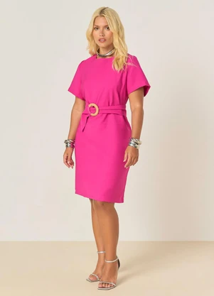 Elegance - Vestido Curto com Mangas Curtas e Gota Rosa - ELEGANCE