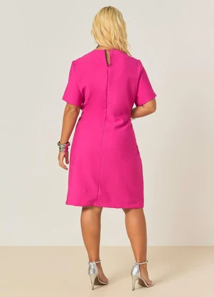Elegance - Vestido Curto com Mangas Curtas e Gota Rosa - ELEGANCE