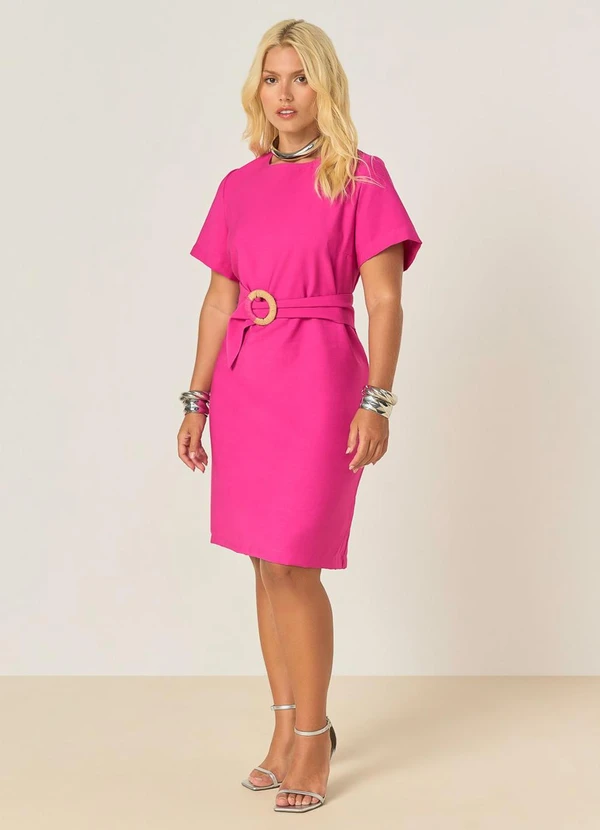 Elegance - Vestido Curto com Mangas Curtas e Gota Rosa