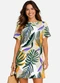 Infinita Cor - Vestido Curto com Pence Gola Redonda Verde - variação: Bege