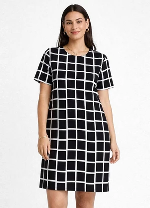 Infinita Cor - Vestido Curto com Pence Gola Redonda Preto - INFINITA COR