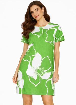Infinita Cor - Vestido Curto com Pence Gola Redonda Verde - INFINITA COR
