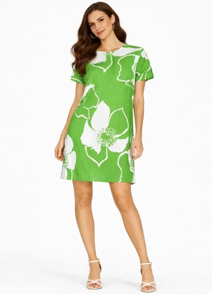 Infinita Cor - Vestido Curto com Pence Gola Redonda Verde - INFINITA COR