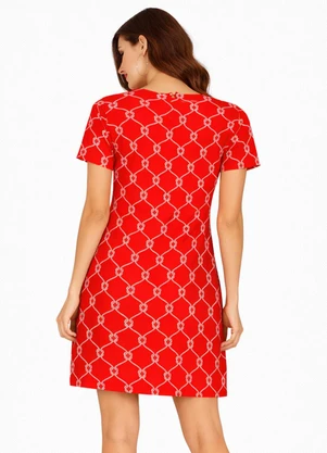 Infinita Cor - Vestido Curto com Pence Gola Redonda Vermelho - INFINITA COR